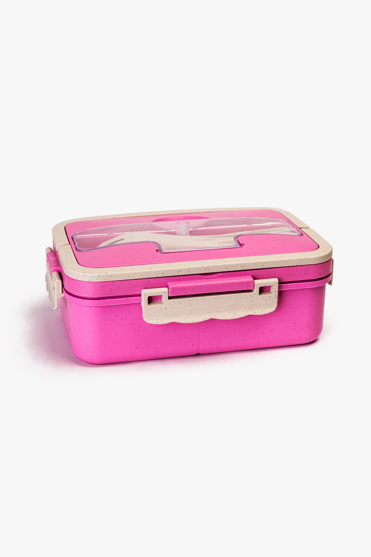 Lonchera Hermética Portatil Tres Compártimientos y Cubiertos Rosado Beige Chinitown Chinitown